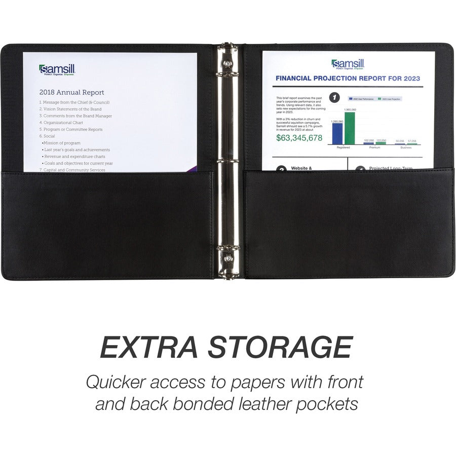 Samsill Contrast Stitch Leather Ring Binder (15710)