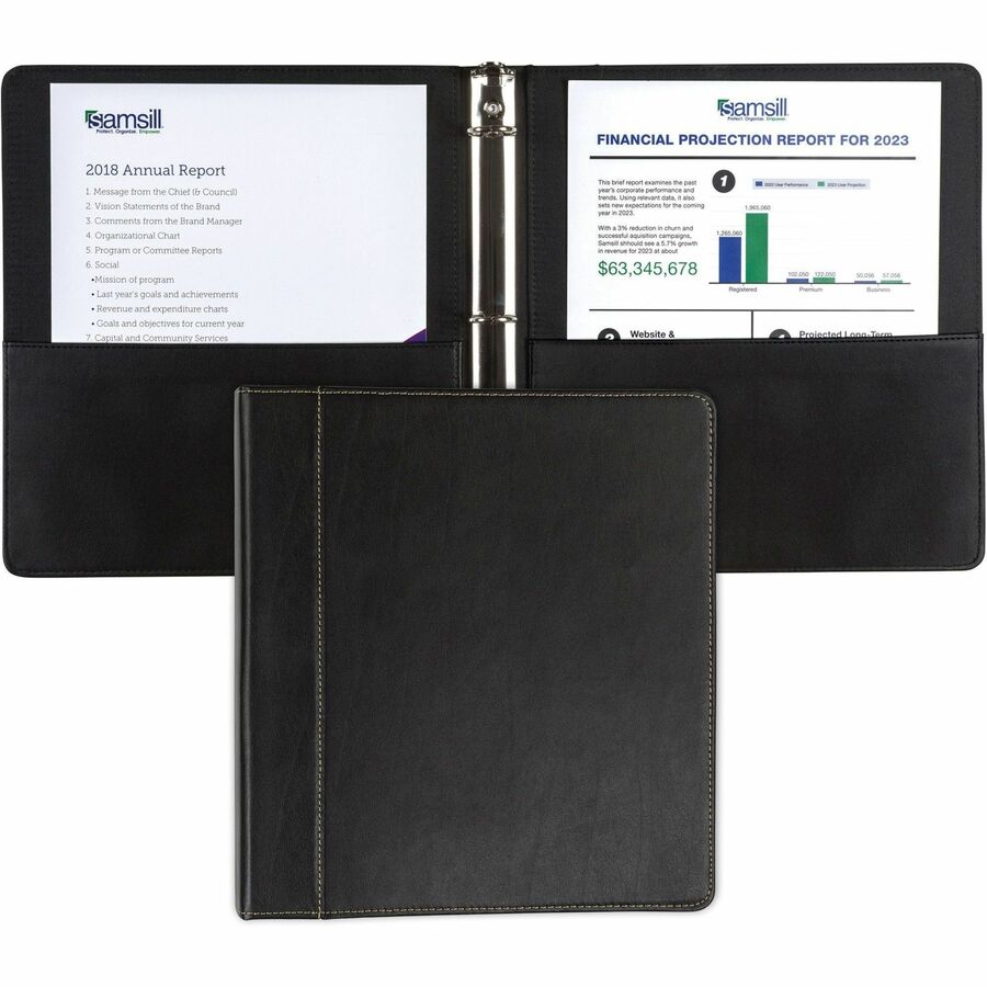 Samsill Contrast Stitch Leather Ring Binder (15710)