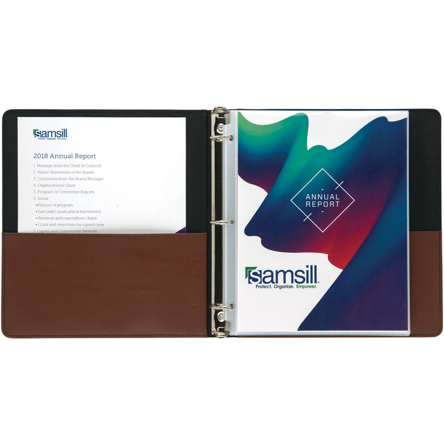 Samsill Contrast Stitch Leather Ring Binder (15712)