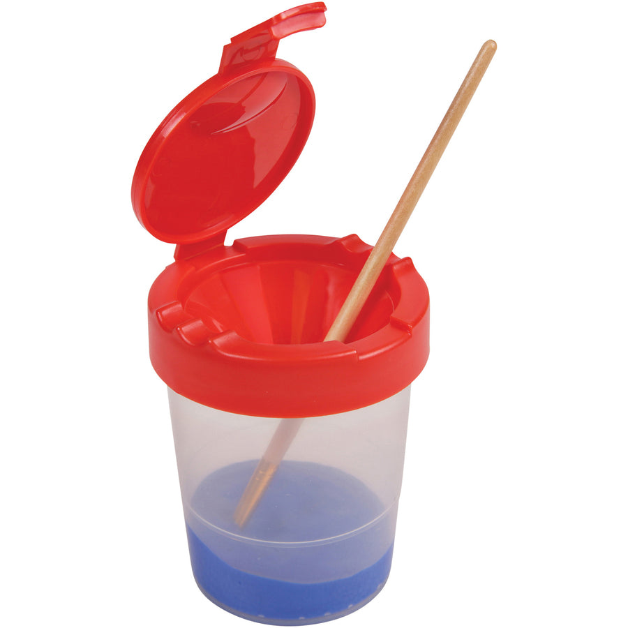 Deflecto Antimicrobial Kids No Spill Paint Cup Red (39515RED)