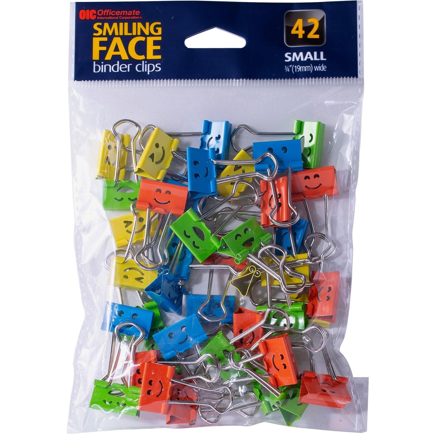 Officemate Smiling Faces Binder Clips, 42PC (31090)