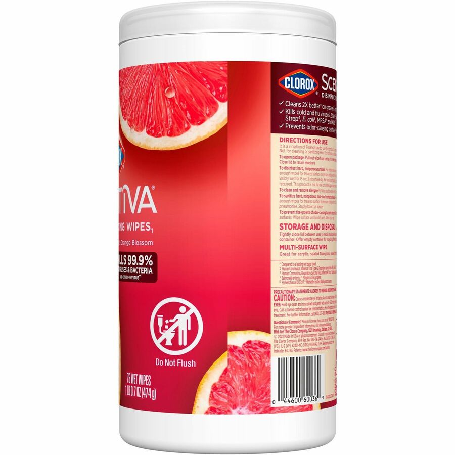 Clorox Scentiva Wipes, Bleach Free Cleaning Wipes (60036)