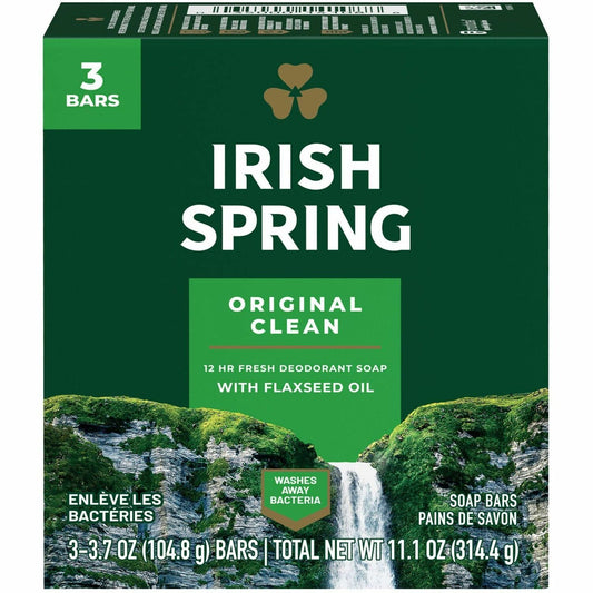 Irish Spring Deodorant Bar Soap with Flaxseed Oil (114177CT)