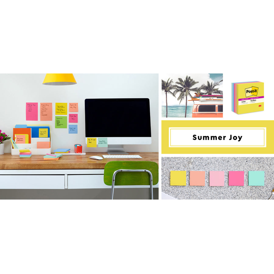  Super Sticky Note Pads - Summer Joy Color Collection (6545SSJOY)