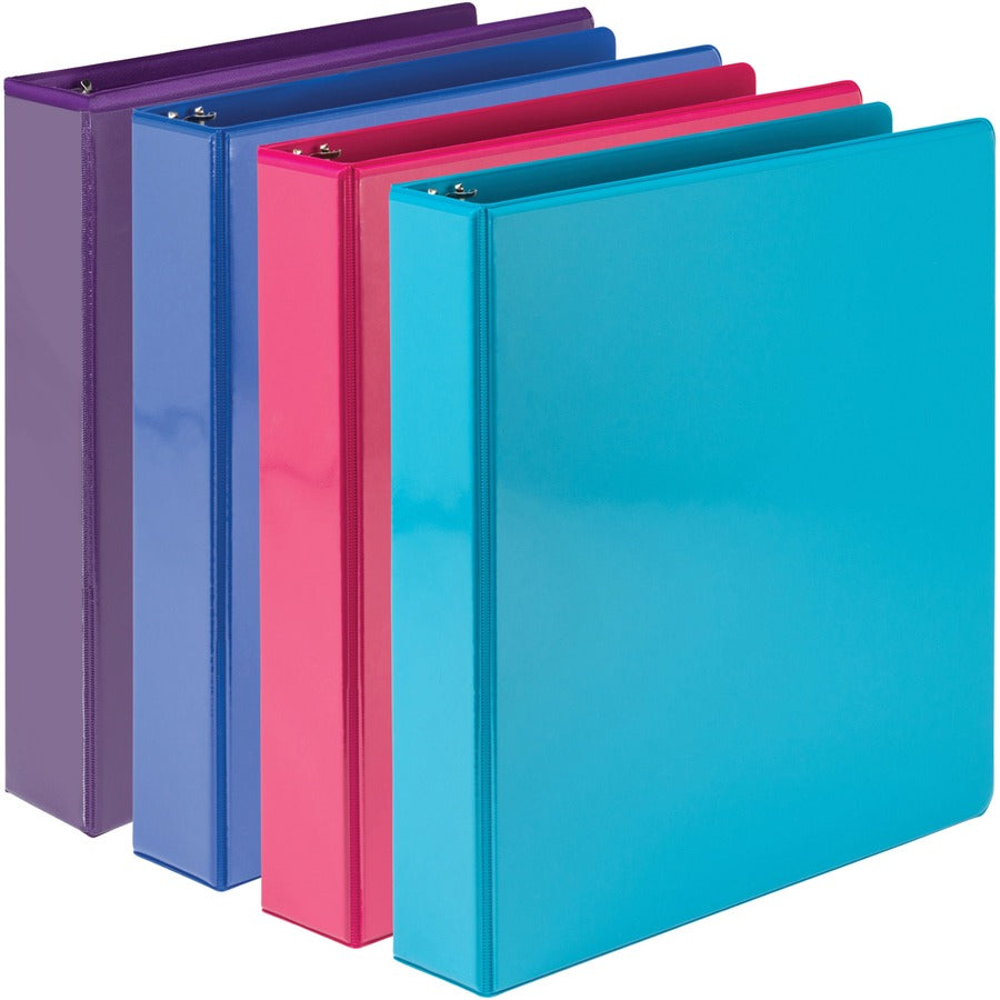 Samsill Durable 1.5 Inch Binder, Made in the USA, D Ring Customizable Clear View Binder, Fashion Assortment, 4 Pack, Each Holds 350 Page (MP46459)