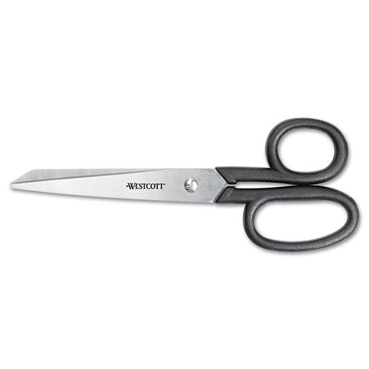 Westcott Kleencut Stainless Steel Shears, 7" Long, 3.31" Cut Length, Straight Black Handle (19017)