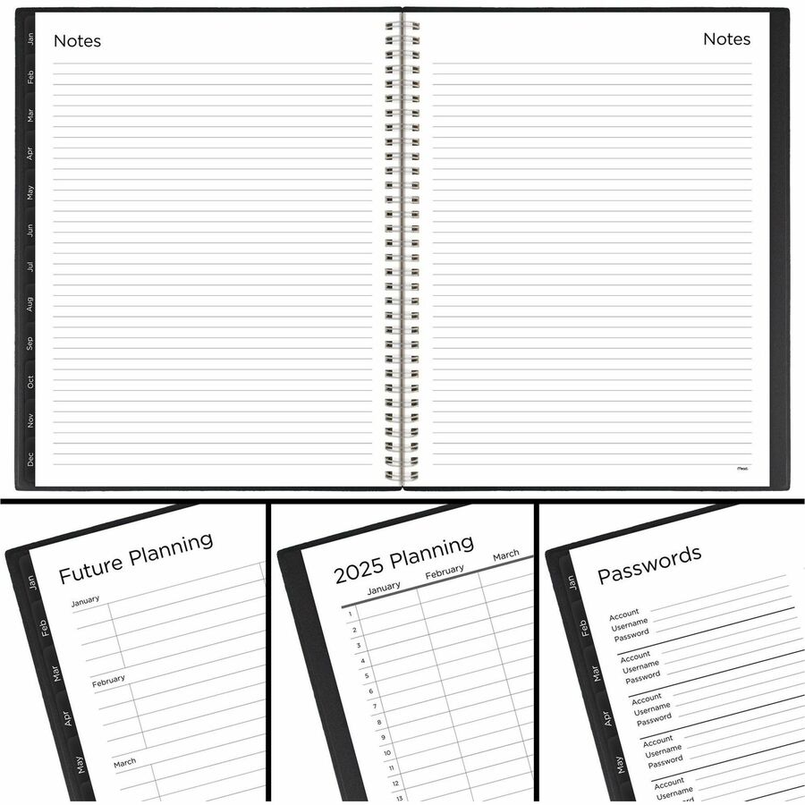 Mead Basic Weekly Monthly Planner, Black, Large, 8 1/2" x 11" (CRW62005)