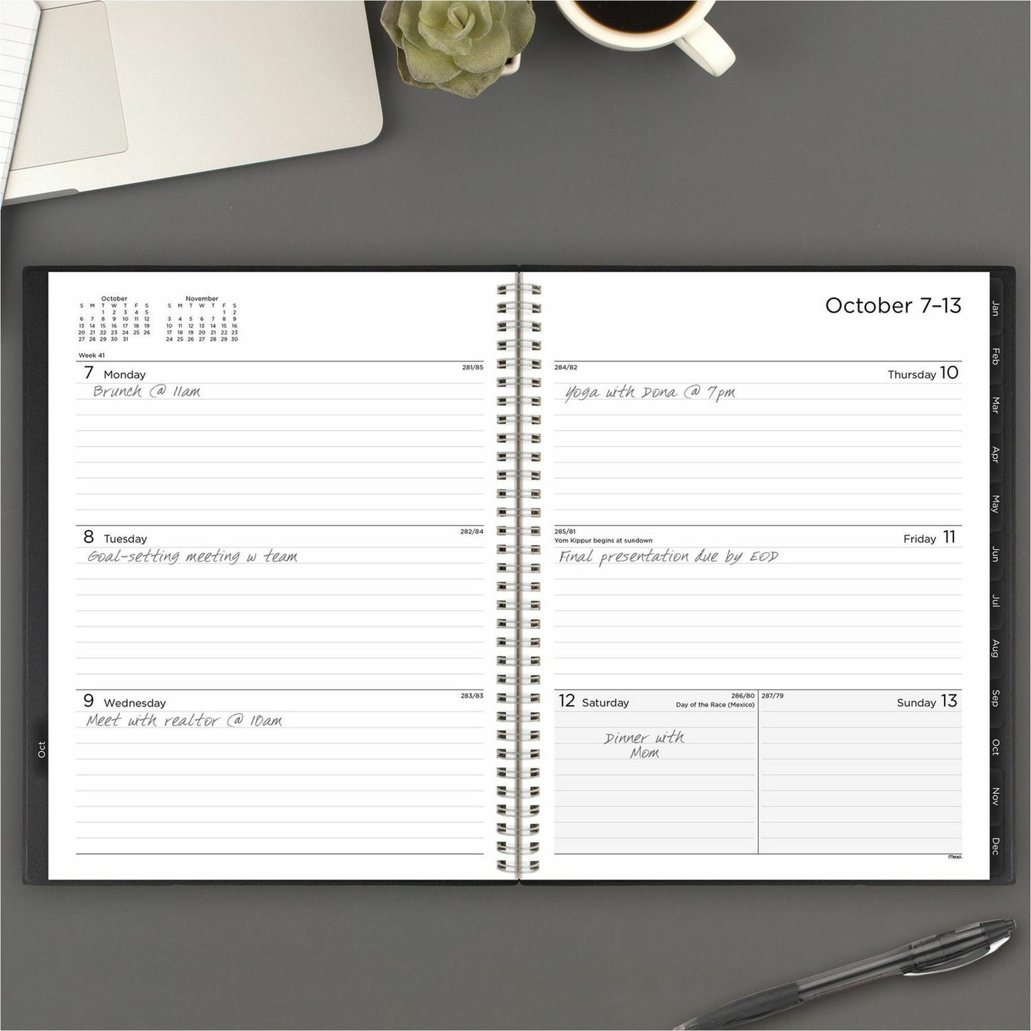 Mead Basic Weekly Monthly Planner, Black, Large, 8 1/2" x 11" (CRW62005)