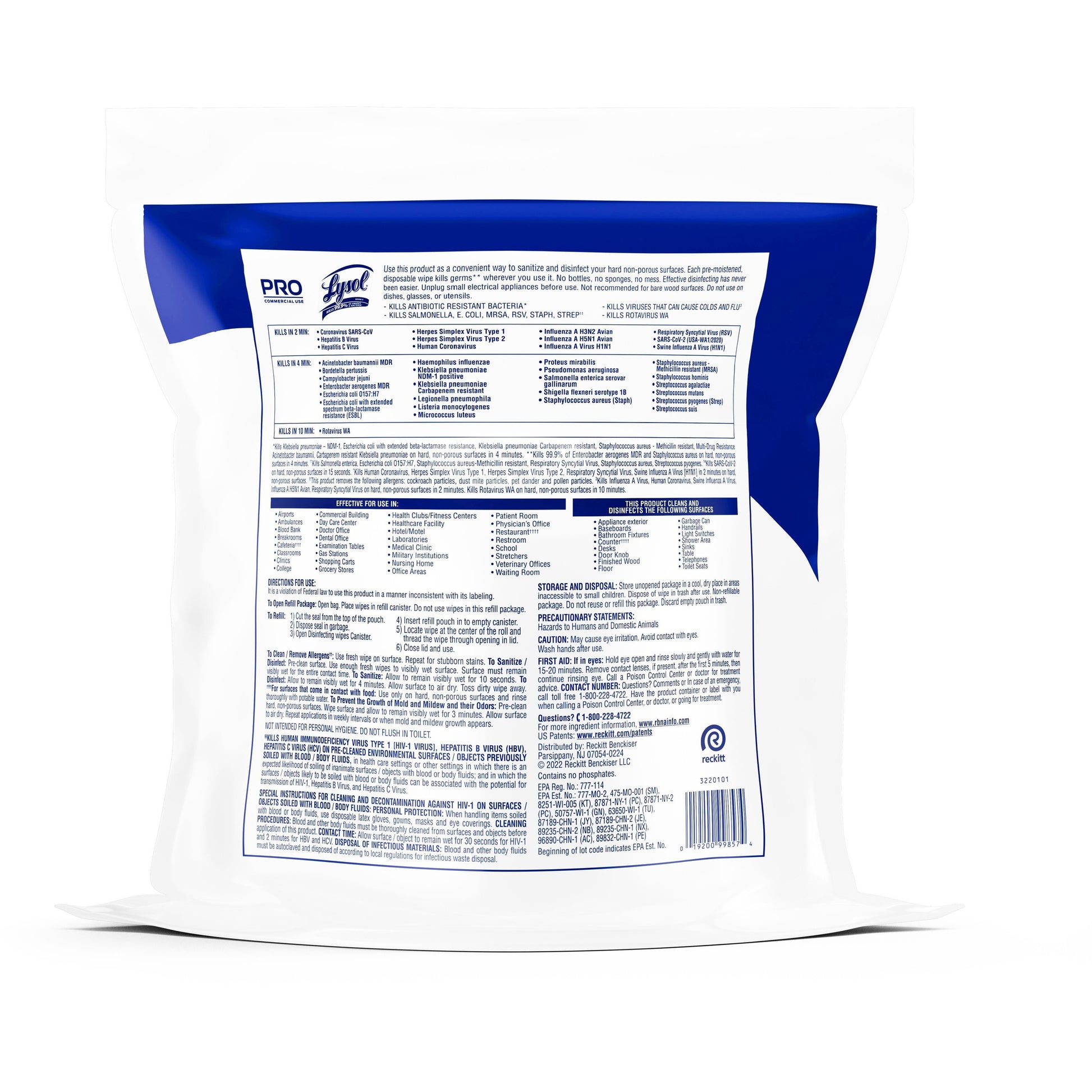 Lysol Professional Disinfecting Wipes Bucket Refill (99857)