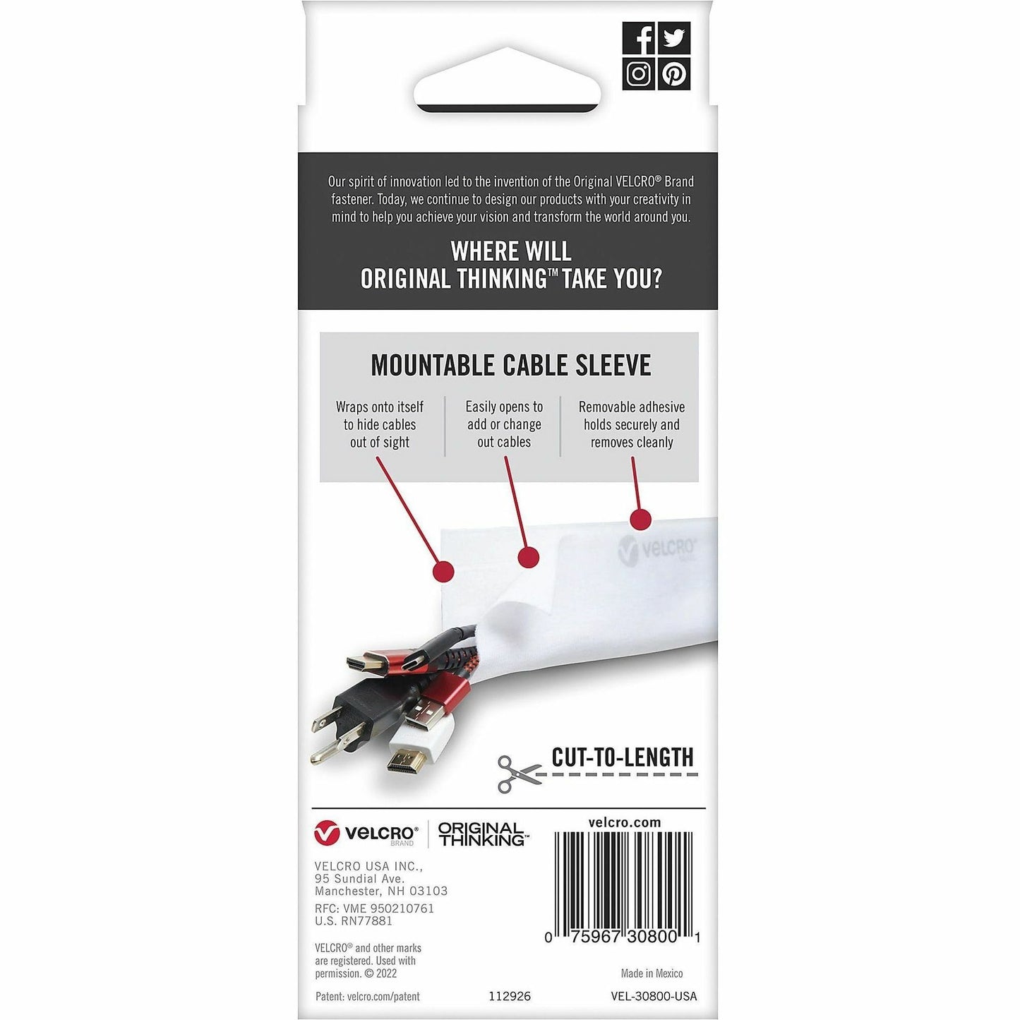  Mountable Cut-To-Length Cable Sleeves (30800)