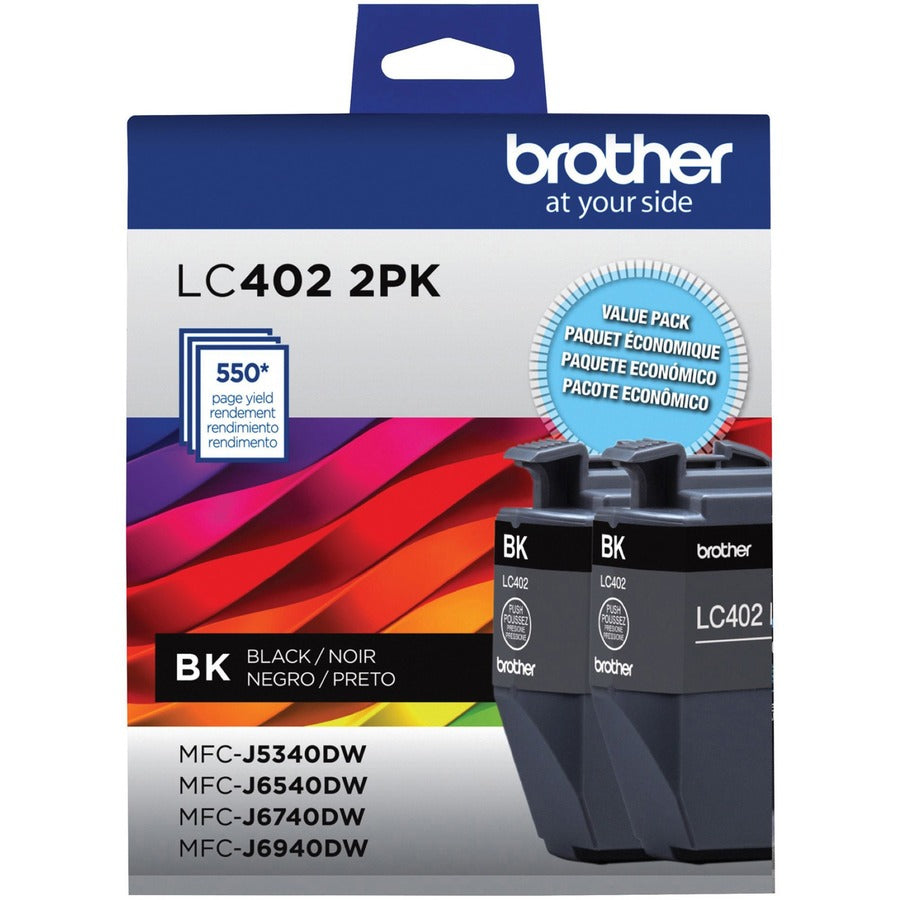 Brother Original High/Standard Yield Inkjet Ink Cartridge - Black - 2 Pack (LC4022PKS)