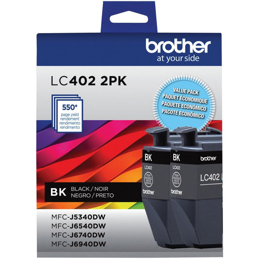 Brother Original High/Standard Yield Inkjet Ink Cartridge - Black - 2 Pack (LC4022PKS)