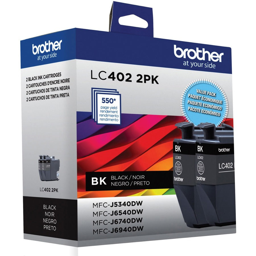 Brother Original High/Standard Yield Inkjet Ink Cartridge - Black - 2 Pack (LC4022PKS)