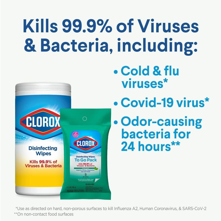 Clorox On The Go Bleach-Free Disinfecting Wipes (60133CT)