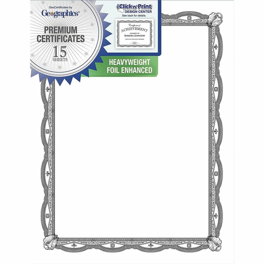 FranklinCovey Geographics Silver Foil Award Certificates (48762)