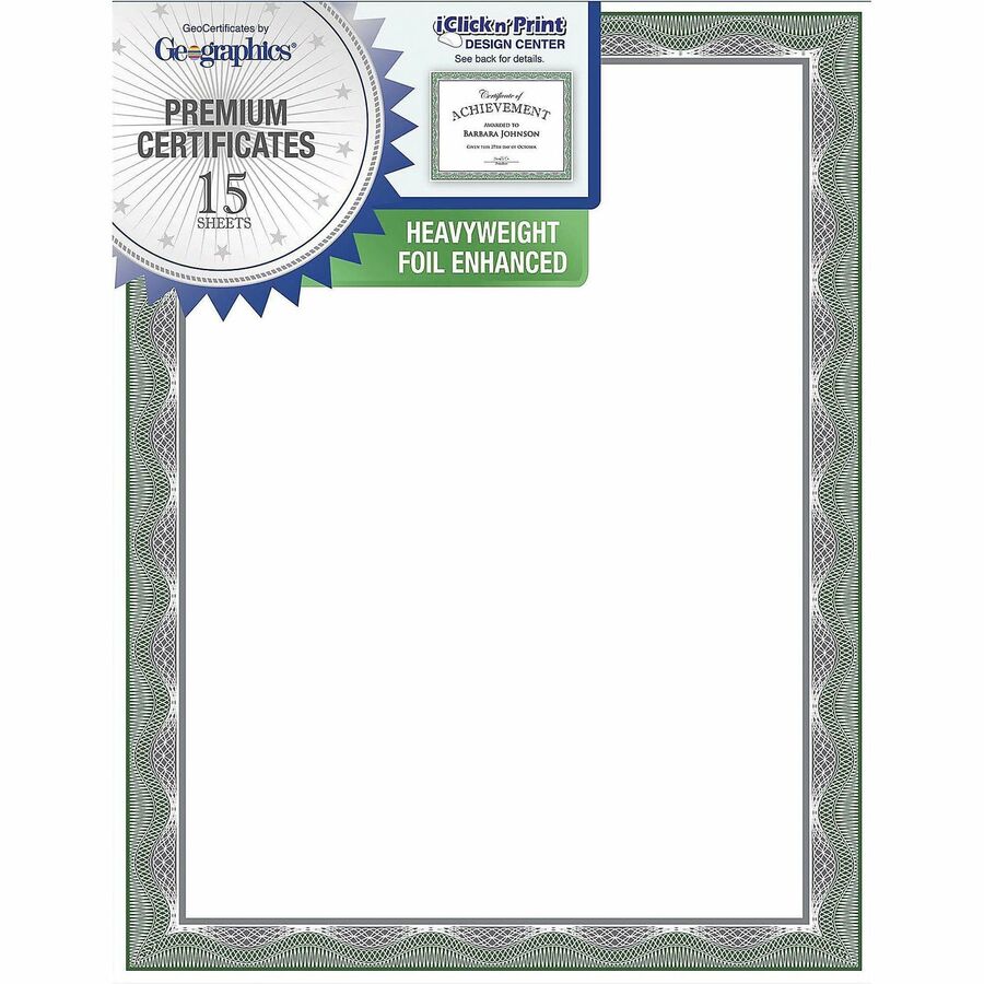 FranklinCovey Geographics Silver Foil Award Certificates (48763)