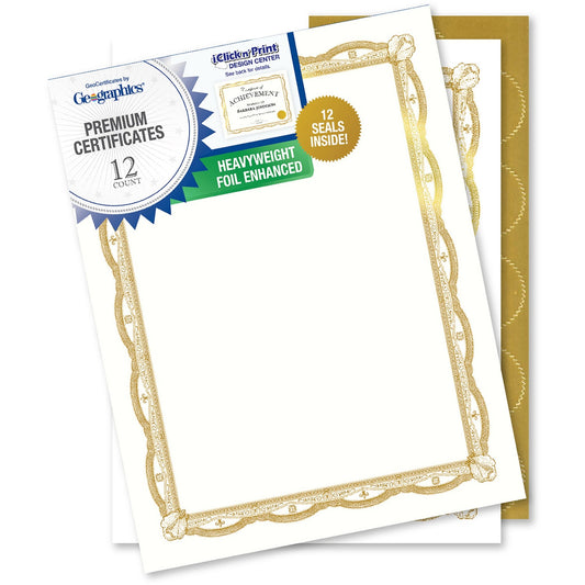 FranklinCovey Geographics Premium Certificates with Gold Seals (48766)