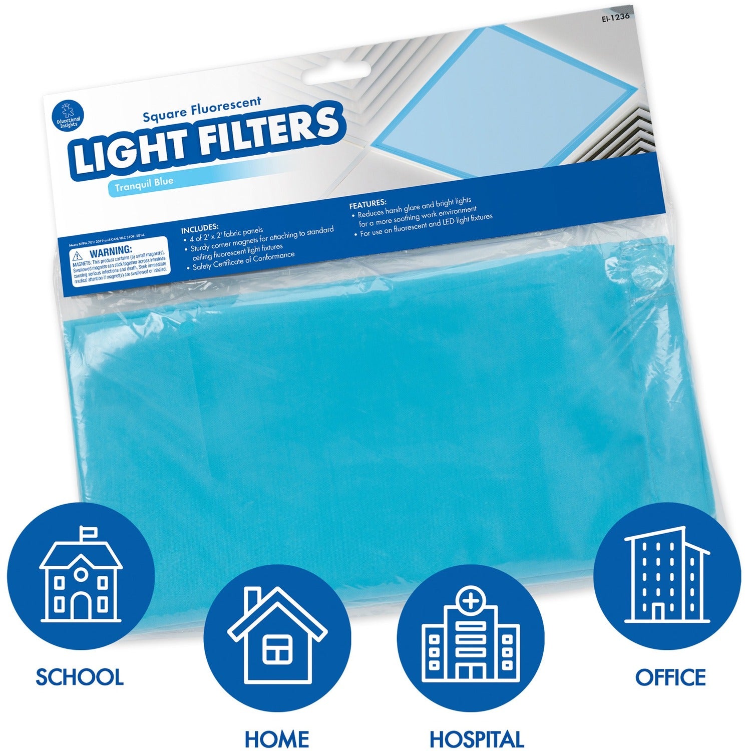 Educational Insights Square Fluorescent Light Filters (Tranquil Blue) (1236)