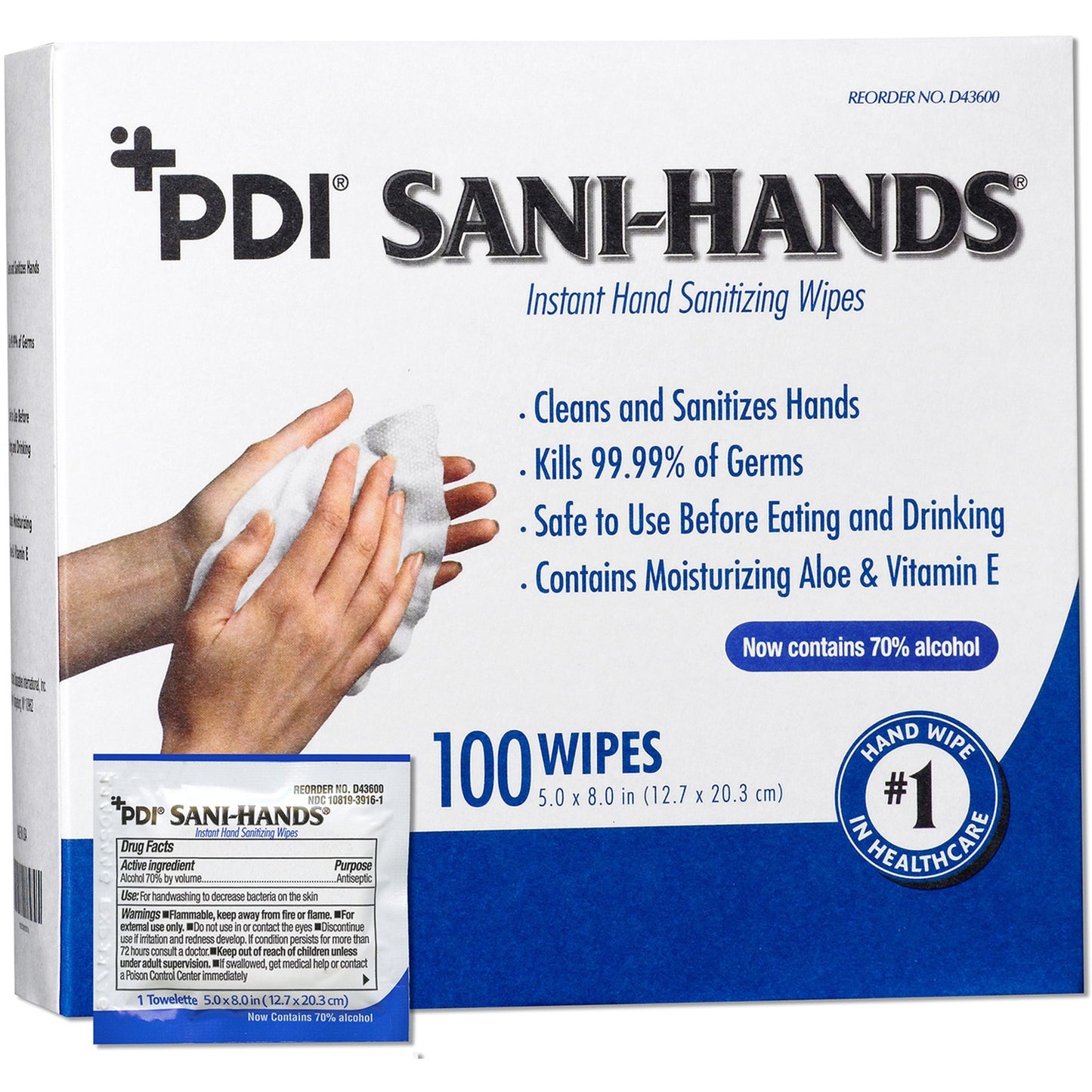 PDI Sani-Hands Instant Hand Sanitizing Wipes (D43600CT)