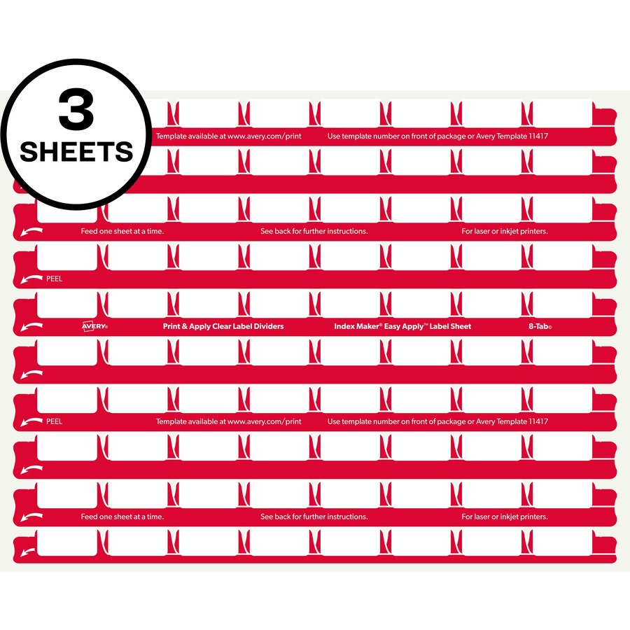  8 Tab Easy Print & Apply Clear Label Sheet Refills (11226)