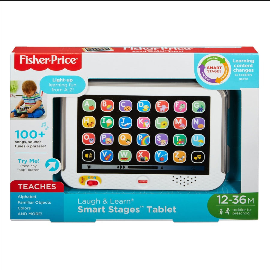 Fisher-Price Pretend Tablet Learning Toy With Lights And Music, Gray, Baby And Toddler Toy (HFY90)