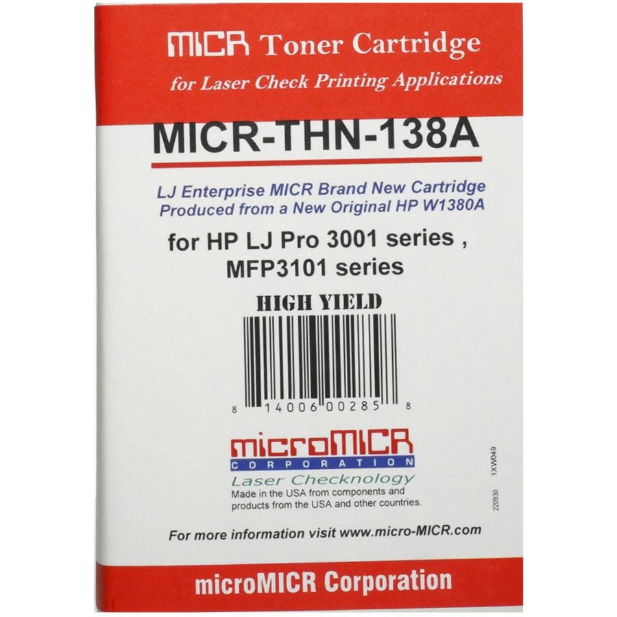 microMICR MICR Standard Yield Laser Toner Cartridge - Alternative for HP 138A, 138X (W1480A) - Black - 1 Each (MICRTHN138A)