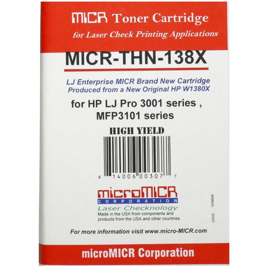 microMICR MICR High Yield Laser Toner Cartridge - Alternative for HP 138A, 138X (W1480A) - Black - 1 Each (MICRTHN138X)