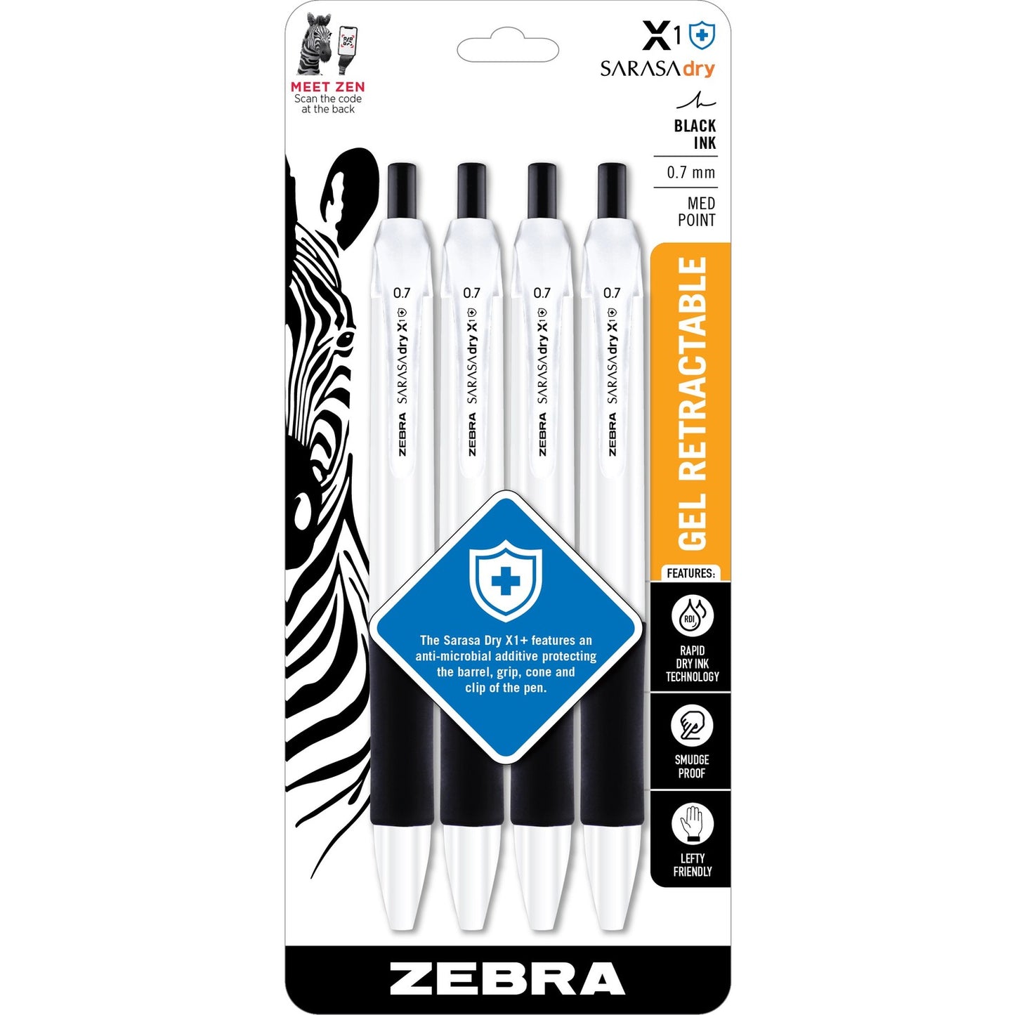 Zebra Pen SARASA dry X1+ Gel Retractable Antimicrobial Pen (41514)