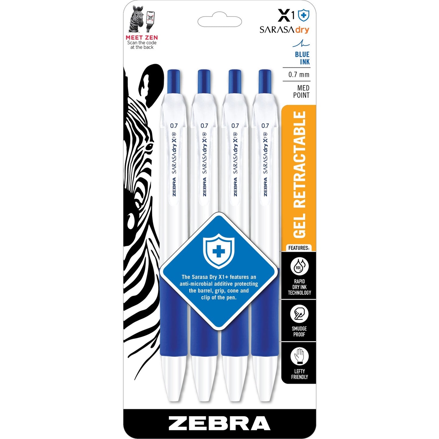 Zebra Pen SARASA dry X1+ Gel Retractable Antimicrobial Pen (41524)