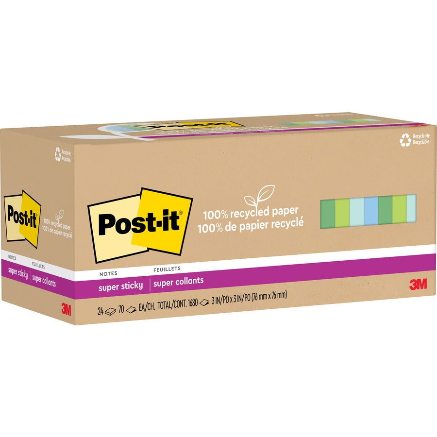  Recycled Super Sticky Notes (654R24SSTCP)