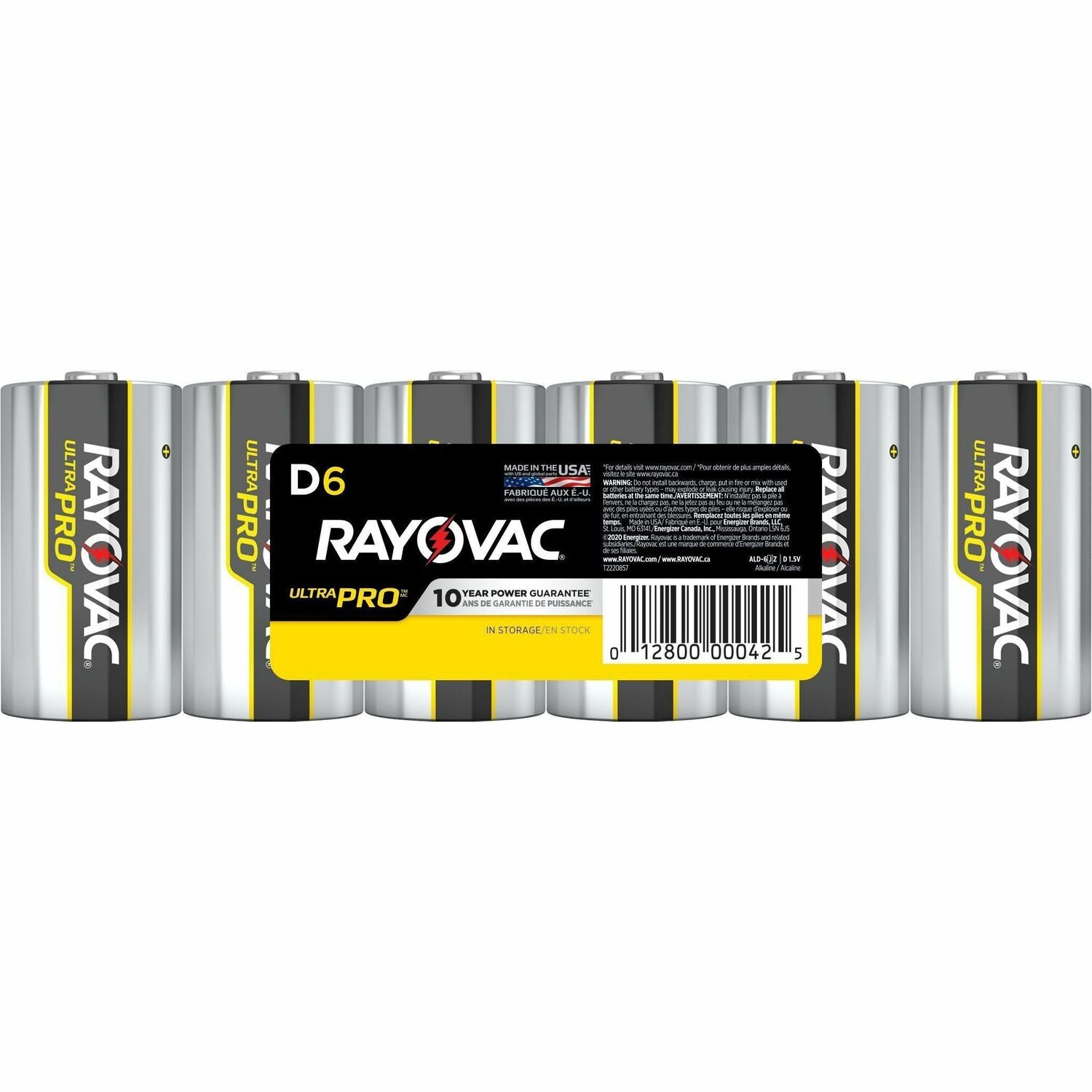 Rayovac Ultra Pro Alkaline D Batteries, 6 Pack (ALD6)