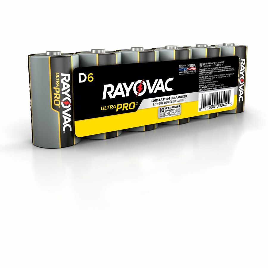 Rayovac Ultra Pro Alkaline D Batteries, 6 Pack (ALD6)