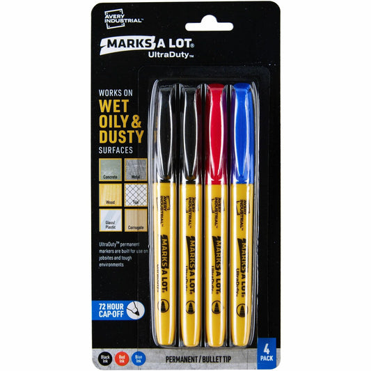 Avery UltraDuty Markers, Bullet Tip, 4 Assorted Markers (29848)