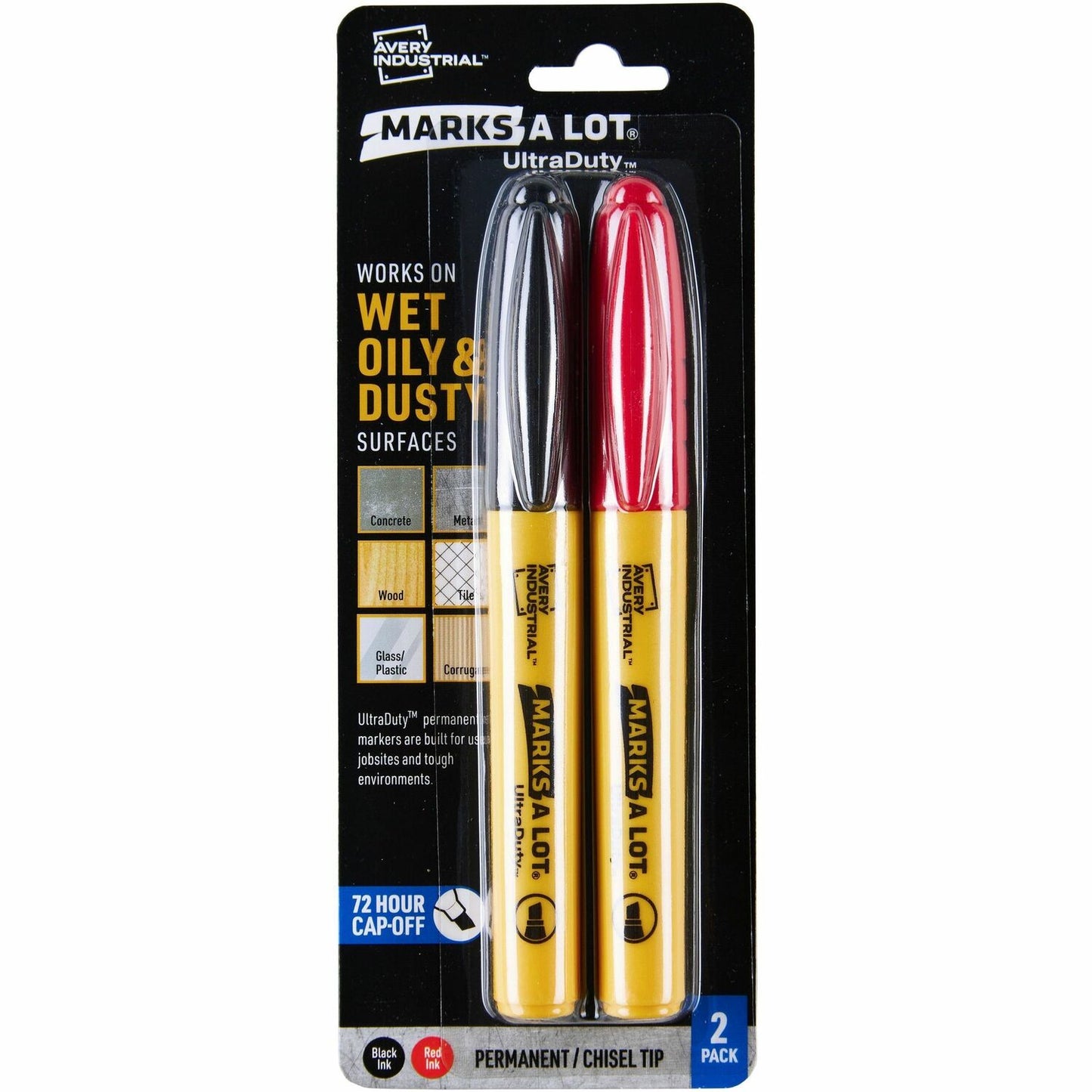 Avery UltraDuty Markers, Chisel Tip, 2 Assorted Markers (29863)