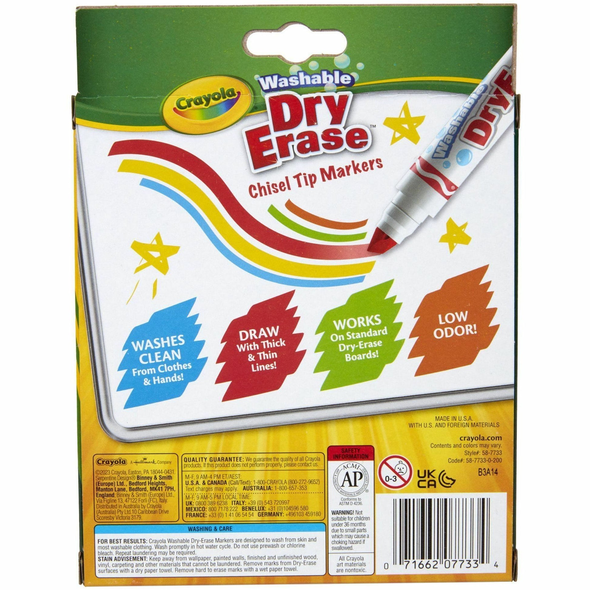 Crayola Washable Dura-Wedge Tip Dry-Erase Markers (587733)