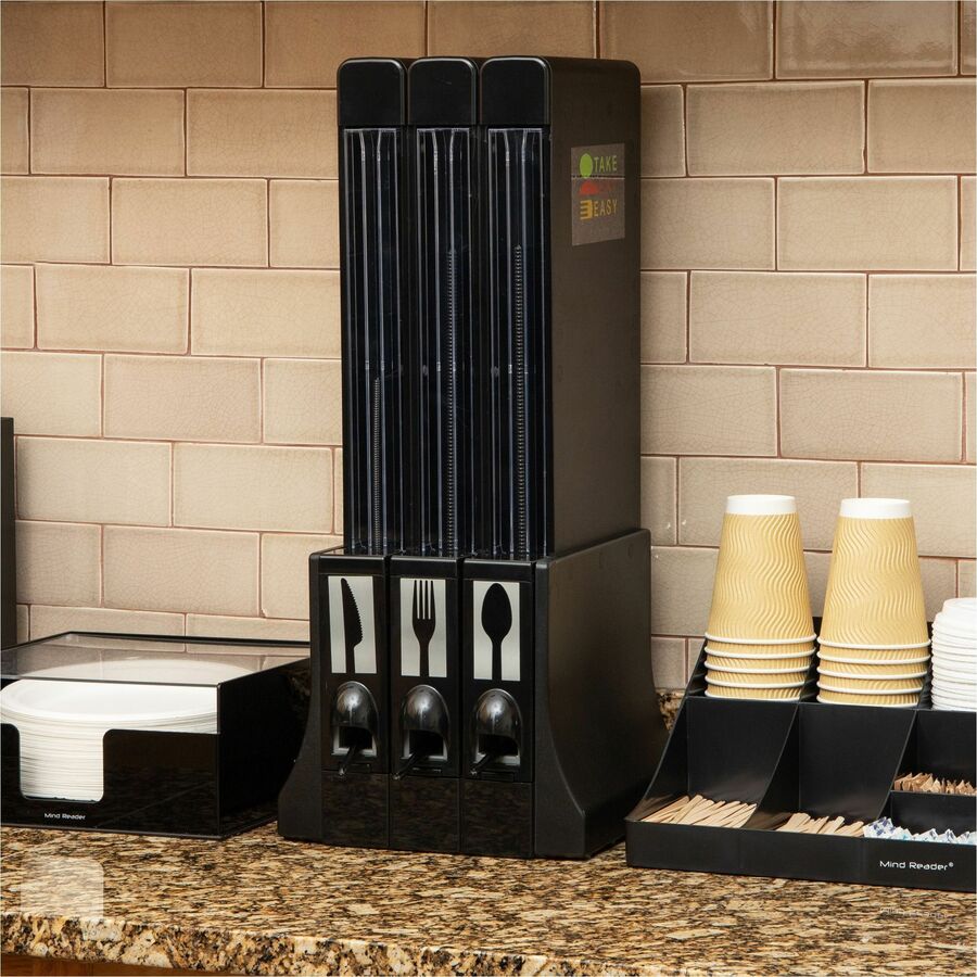 Mind Reader 3-Compartment Utensil Dispenser Organizer (CUTDISPBK)