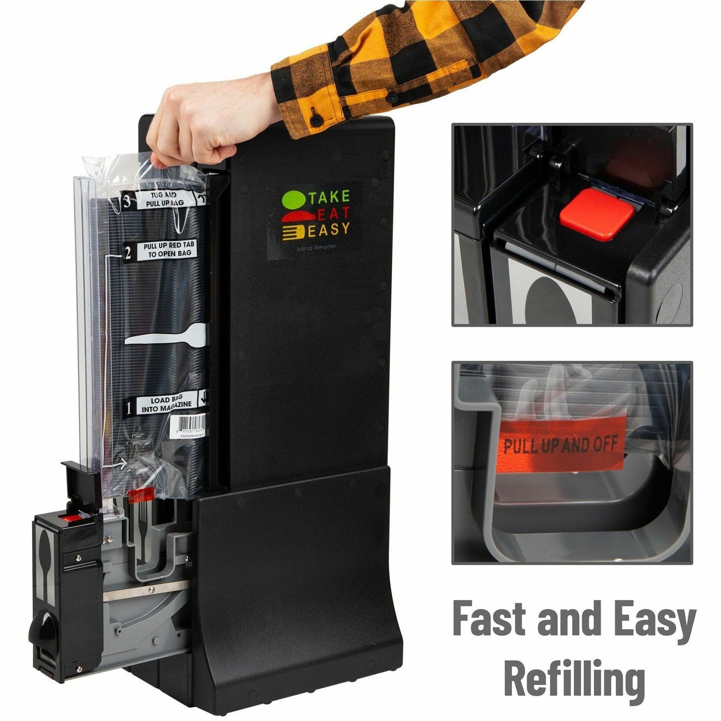 Mind Reader 3-Compartment Utensil Dispenser Organizer (CUTDISPBK)