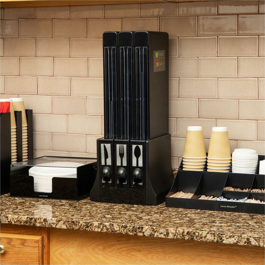 Mind Reader 3-Compartment Utensil Dispenser Organizer (CUTDISPBK)