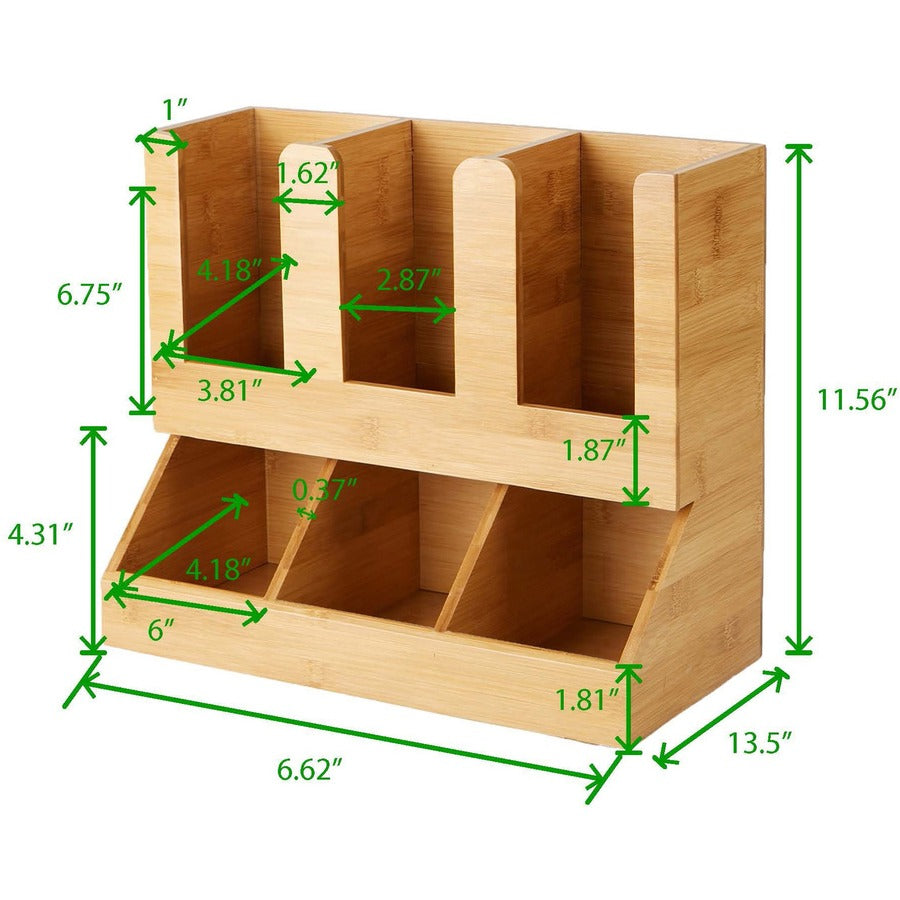 Mind Reader 6-Compartment Cup/Lid Bamboo Organizer (UPBMB)