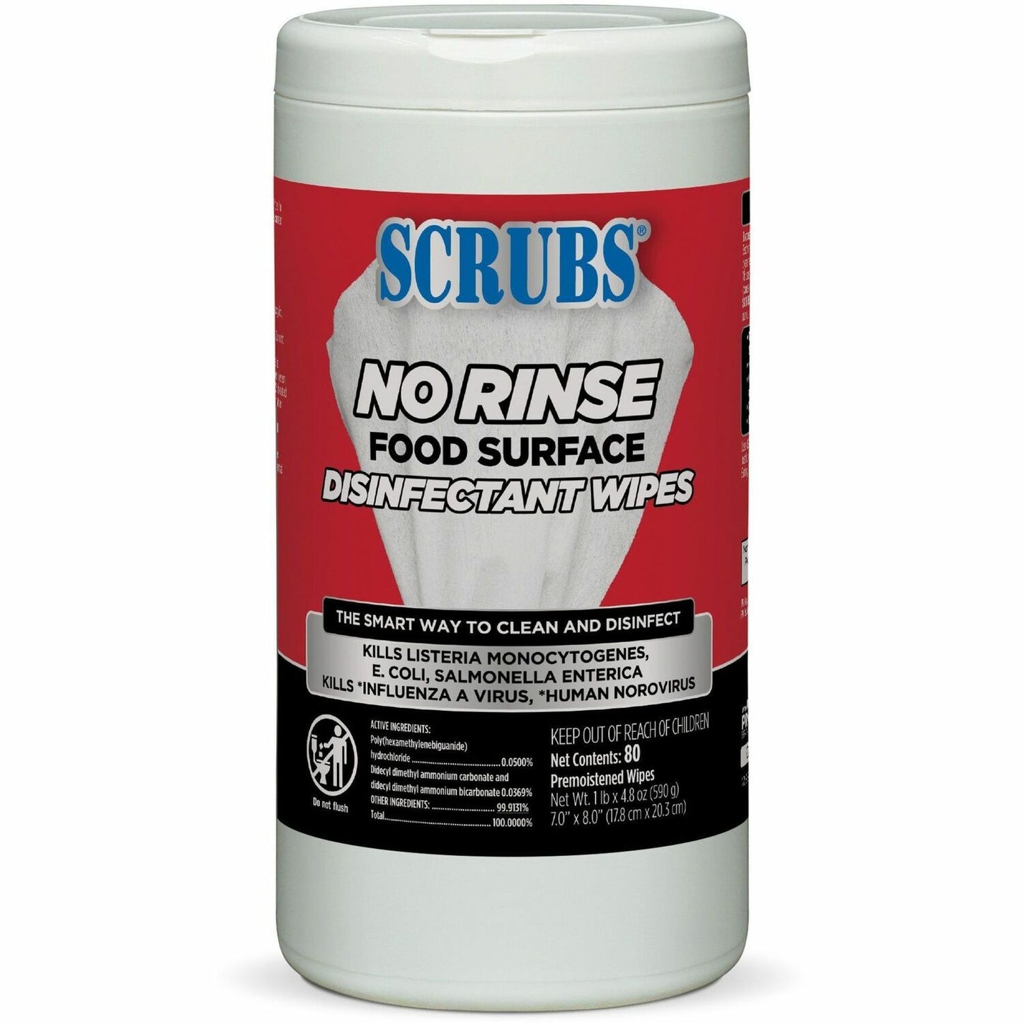 SCRUBS No Rinse Food Surface Disinfectant Wipes (97080)