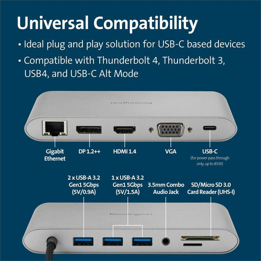 Kensington UH1440P USB-C Dual Video Mobile Dock (33853)