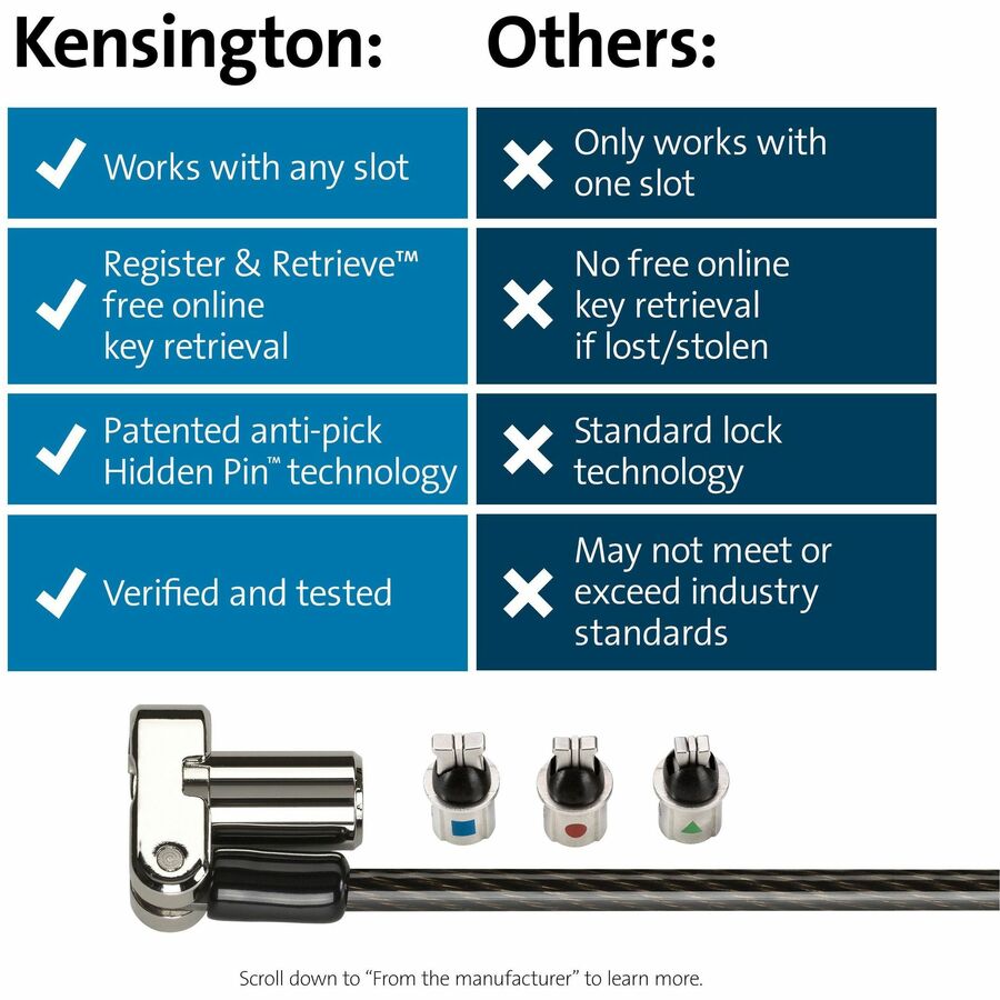 Kensington Universal 3-in-1 Keyed Laptop Lock (62318)