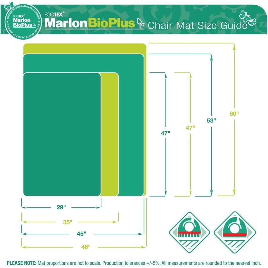  BioPlus Eco Friendly Carbon Neutral Polycarbonate Chair Mat for Hard Floors - 46" x 60" (NRCMFLBS0004)