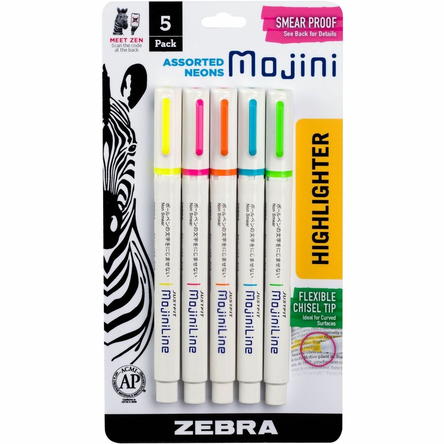 Zebra Pen Mojini Single Ended Highlighters (70205)