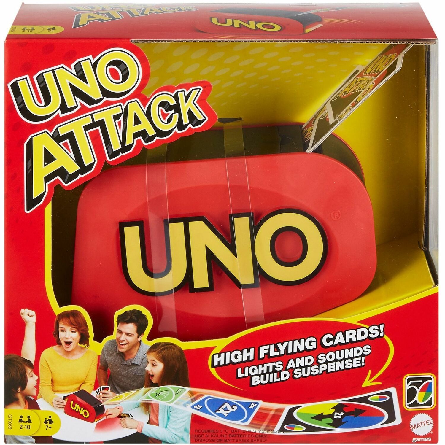 Mattel UNO Attack Card Game , Family Game For Kids And Adults, Card Blaster (GTX66)