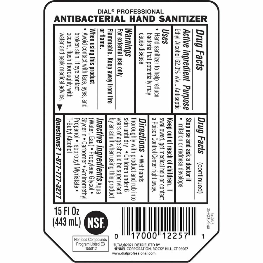 Dial Professional Hand Sanitizer Gel Refill (12258)