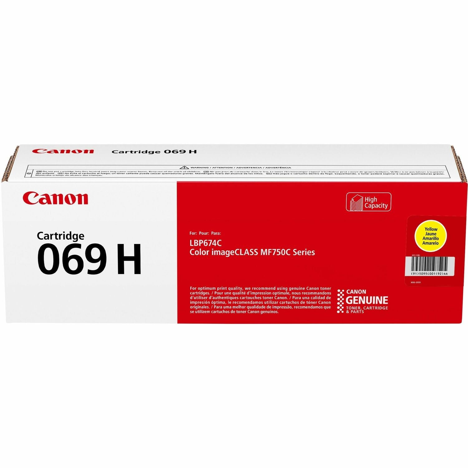 Canon 069 Original High Yield Laser Toner Cartridge - Yellow - 1 Pack (CRTDG069HYW)