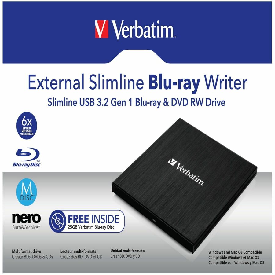 Verbatim External Slimline Blu-ray Writer (43890)