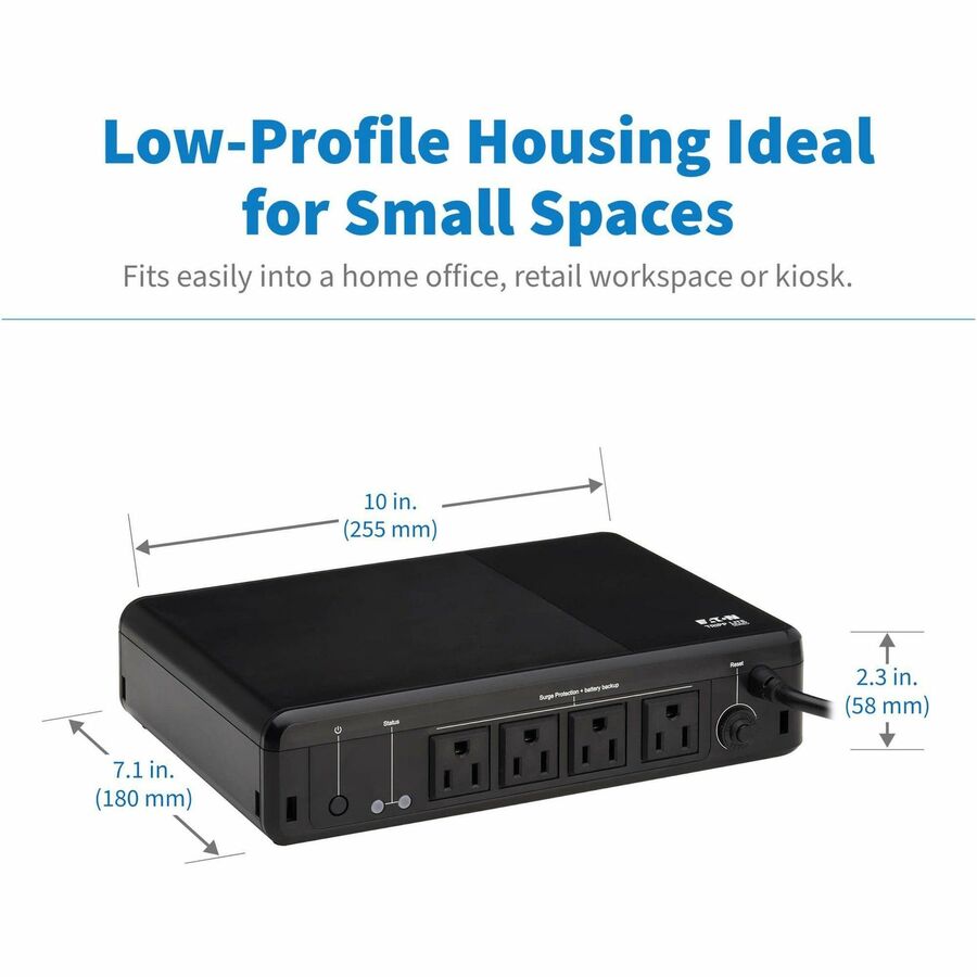 Eaton Tripp Lite Series 600VA 300W 120V Standby UPS - 4 NEMA 5-15R Outlets (Surge + Battery Backup), 5-15P Plug, Desktop (BC600R)