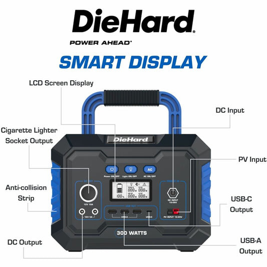 DieHard 300-Watt Lithium-ion Portable Power Station/Solar Generator (DH2000101)